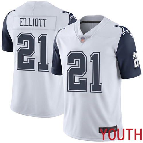 Youth Dallas Cowboys Limited White Ezekiel Elliott #21 Rush Vapor Untouchable NFL Jersey